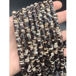 Каменные бусины, Перламутр шоколадный, тонированный, шайба, 7,5х2 мм, длина нити 38 см