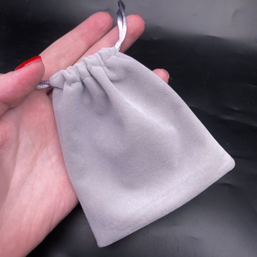 Мешочек, люкс, бархат, размер 12 х 10 см, серый светлый