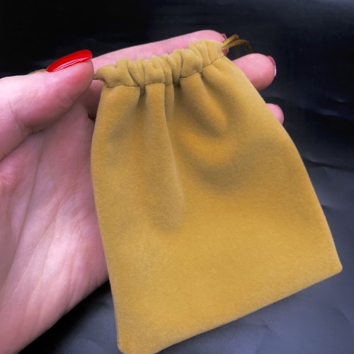 Мешочек, люкс, бархат, размер 12 х 10 см, горчичный
