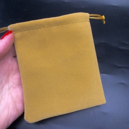 Мешочек, люкс, бархат, размер 12 х 10 см, горчичный