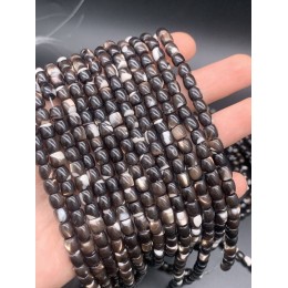 Каменные бусины, Перламутр шоколадный, тонированный, бочонок, 6х6 мм, длина нити 38 см