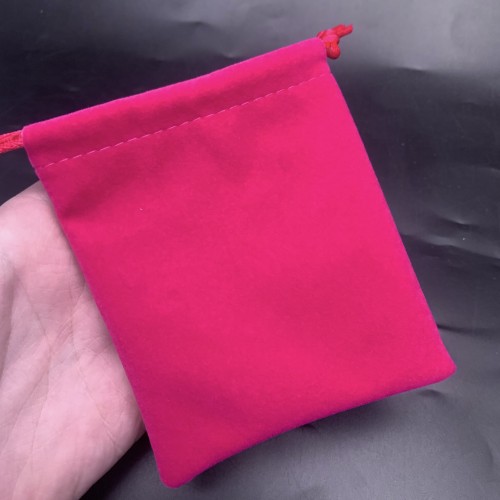 Мешочек, люкс, бархат, размер 12 х 10 см, ярко-розовый