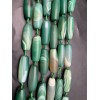 Каменные бусины, Дзи природные, Агат, зелёный, тонированный, матовый, 40х13 мм, 8 штук на нити