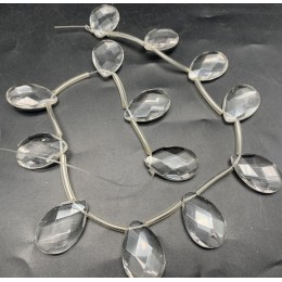 Каменные бусины, Горный Хрусталь, капля, огранка, 30х20 мм, цена за 1 шт