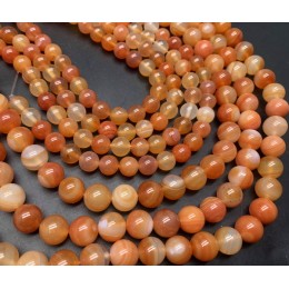 Каменные бусины, Агат, тонированный, оранжевый, шарик гладкий, 8 мм, длина нити 38 см