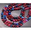 Каменные бусины, Агат, тонированный, красно-синий, шарик гладкий, 10 мм, длина нити 38 см