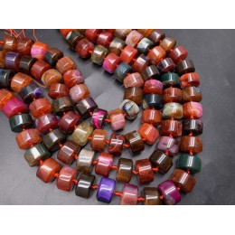 Каменные бусины, Агат, тонированный, "Леденцы", микс цветов, шайба 15х9 мм, длина нити 38 см