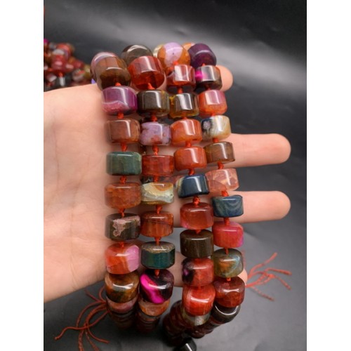 Каменные бусины, Агат, тонированный, "Леденцы", микс цветов, шайба 15х9 мм, длина нити 38 см