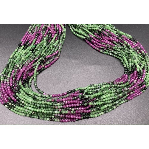 Каменные бусины, Рубицоизит, люкс, подобранный, шарик огранка, 2 мм, длина нити 38 см