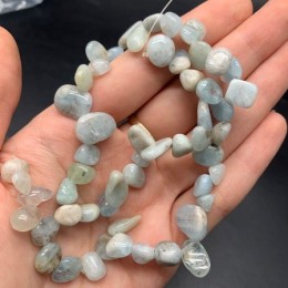 Каменные бусины, Аквамарин, Голубой Берилл, фриформы, 14х10 мм, длина нити 38 см
