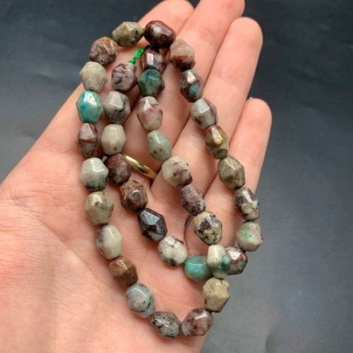 Каменные бусины, Африканская Бирюза, фриформы, огранка, 9х8 мм, длина нити 38 см