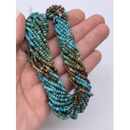 Каменные бусины, Африканская Бирюза, подобранная, рондель огранка, 2х3 мм, длина нити 38 см