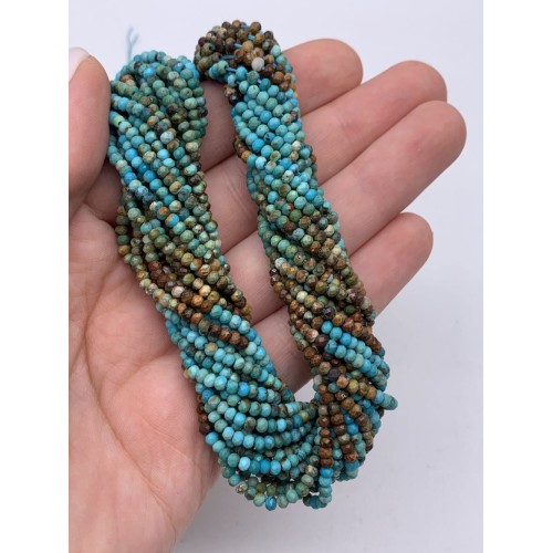 Каменные бусины, Африканская Бирюза, подобранная, рондель огранка, 2х3 мм, длина нити 38 см