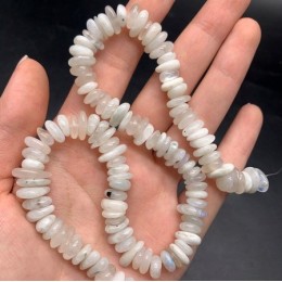 Каменные бусины, Лунный камень, фриформы, 11х4 мм, длина нити 38 см