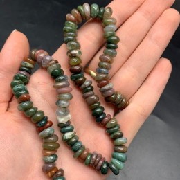 Каменные бусины, Яшма, зелёная, индийская, фриформы, 9х5 мм, длина нити 38 см