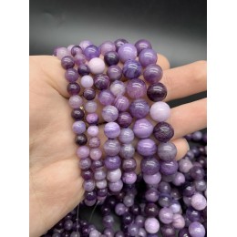 Каменные бусины, Сугилит, люкс, шарик гладкий, 6 мм, браслет, 30 бусин