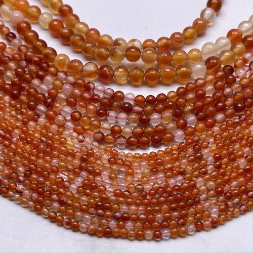 Каменные бусины, Сердолик мульти, шарик гладкий, 4 мм, длина нити 38 см