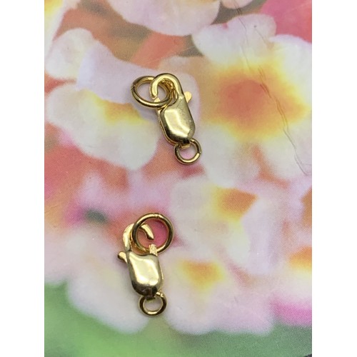 Карабин, замочек, лобстер, родированное серебро 925 пробы, с позолотой, 8 мм, цена за шт