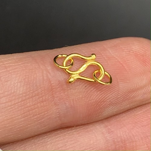 Замок - крючок, родированное серебро 925 пробы, с позолотой, 10х6 мм, цена за 1 шт.