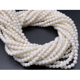 Каменные бусины, Коралл, белый, шарик огранка, 2 мм, длина нити 38 см