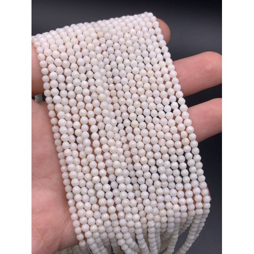 Каменные бусины, Коралл, белый, шарик огранка, 2,8-3 мм, длина нити 38 см