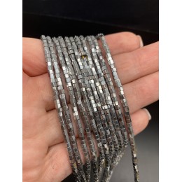 Каменные бусины, Гематит синтетический, серебро, шайба, размер 3х2 мм, нить 38 см