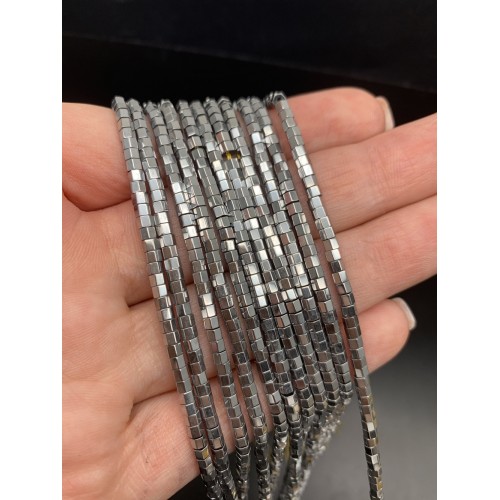 Каменные бусины, Гематит синтетический, серебро, шайба, размер 3х2 мм, нить 38 см