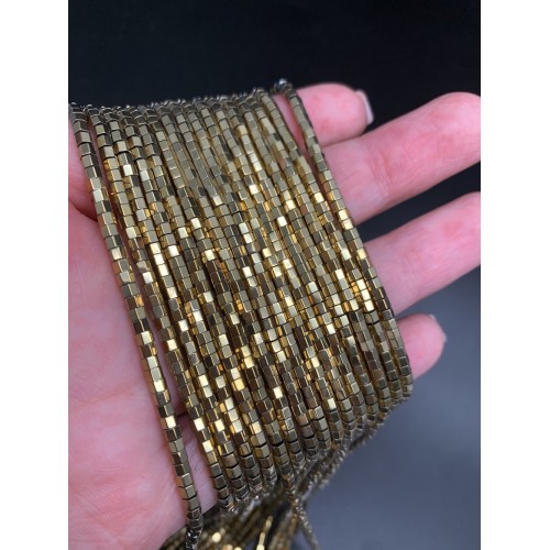 Каменные бусины, Гематит синтетический, золото, шайба, размер 3х2 мм, нить 38 см