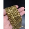 Каменные бусины, Гематит синтетический, золото, кубик, размер 2х2 мм, нить 38 см 15959