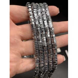 Каменные бусины, Гематит синтетический, серебро, шайба, размер 6х2 мм, нить 38 см