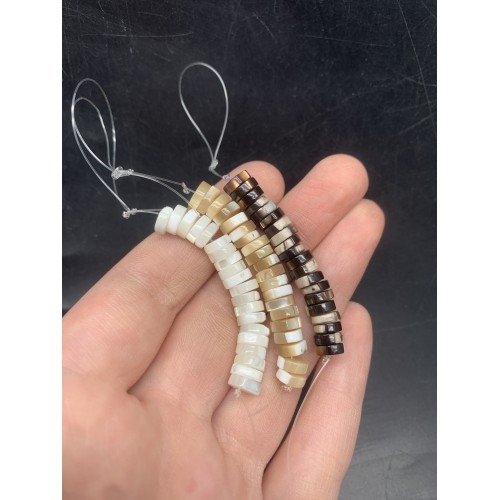 Каменные бусины, Перламутр шоколадный, тонированный, шайба, 7,5х2 мм, длина нити 5 см, 20 бусин