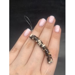 Каменные бусины, Перламутр шоколадный, тонированный, шайба, 7,5х2 мм, длина нити 5 см, 20 бусин