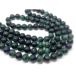 Каменные бусины, Хлорит, зеленый, шарик гладкий 8 мм, нить 38 см