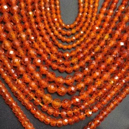 Каменные бусины, Цирконий кубический, (т.н. Циркон), оранжевый кристалл, рондель, огранка, 3х2 мм, длина нити 38 см