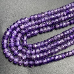 Каменные бусины, Цирконий кубический, (т.н. Циркон), фиолетовый кристалл, рондель, огранка, 3х2 мм, длина нити 38 см