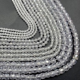 Каменные бусины, Цирконий кубический, (т.н. Циркон), прозрачный кристалл, рондель, огранка, 4х3 мм, длина нити 38 см