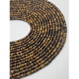 Каменные бусины, Тигровый глаз, шайба, 4х2 мм, длина нити 38 см