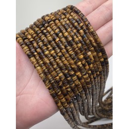 Каменные бусины, Тигровый глаз, шайба, 4х2 мм, длина нити 38 см