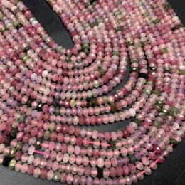 Каменные бусины, Турмалин, люкс, рондель, огранка, 4х2,5 мм, длина нити 38 см