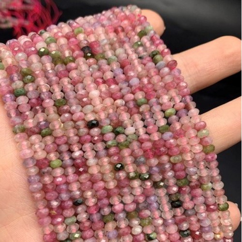 Каменные бусины, Турмалин, люкс, рондель, огранка, 4х2,5 мм, длина нити 38 см