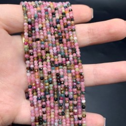 Каменные бусины, Турмалин, рондель, огранка, 3х2 мм, длина нити 38 см