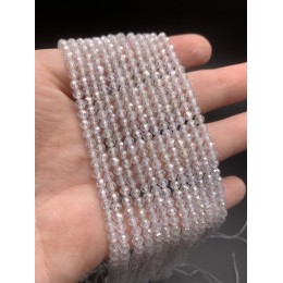 Каменные бусины, Цирконий кубический, (т.н. Циркон), прозрачный кристалл, шарик огранка, 4 мм, длина нити 38 см