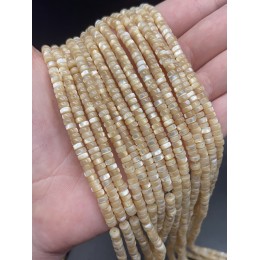 Каменные бусины, Перламутр бежевый, тонированный, шайба, 4х2 мм, длина нити 38 см