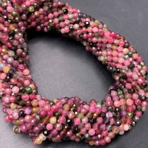 Каменные бусины, Турмалин, шарик огранка, 3 мм, длина нити 38 см 14733