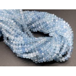 Каменные бусины, Аквамарин, Голубой берилл, люкс, рондель огранка, 2,5х4 мм, длина нити 38 см