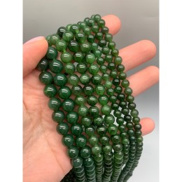 Каменные бусины, Нефрит, Россия, люкс, шарик гладкий, 7,8-8 мм, длина нити 19 см