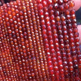 Каменные бусины, Цирконий кубический, (т.н. Циркон), темно-оранжевый кристалл, рондель, огранка, 4х3 мм, длина нити 38 см