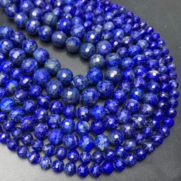Каменные бусины, Лазурит, шарик огранка, 10 мм, длина нити 38 см