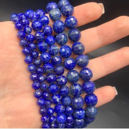 Каменные бусины, Лазурит, шарик огранка, 7,5-7,8 мм, длина нити 19 см