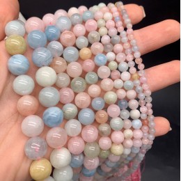 Каменные бусины, Берилловый Микс, шарик гладкий, 10 мм, длина нити 38 см